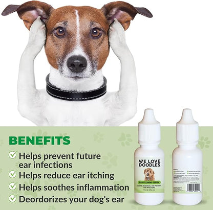 We Love Doodles Dog Ear Serum | Eco-Friendly Ingredients | Made in The USA | Ear Drops for Dogs | Pet Wash Solution Ear Cleanser