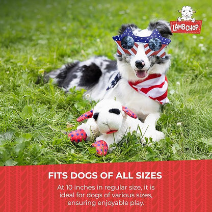 Multipet Lamb Chop Dog Plush Toy - Squeaky Toy for Small & Medium Dogs - Extra Soft Plush - Stuffed Animal for Cuddling & Playing (10",Cream,5 Squeakers),(Pack of 2)