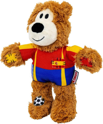 KONG Wild Knots Bear Soccer Player Dog Toy – Spain – National Team Jersey Inspired – International Tournament Edition – Plush Rope Toy with Squeaker, Medium/Large