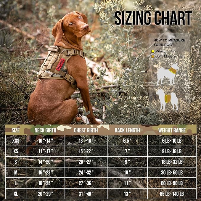 OneTigris Tactical Dog Harness Vest,No-Pull Service Dog Vest with Hook & Loop Panels,Adjustable Dog Vest Harness for Walking Hiking Training(CamoColor,XS)