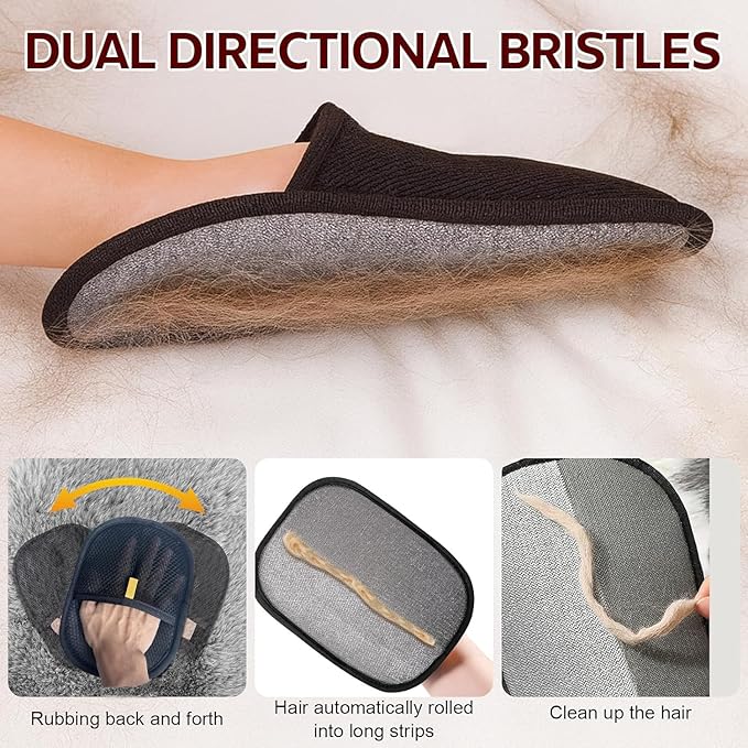 Pet Hair Remover Glove (2-Pack)-Reusable Dog & Cat Fur Remover Mitt for Furniture, Couch, Clothes, Bedding & Car Interior-High-Efficiency Lint Brush with Breathable Mesh, 7" x 9.5"