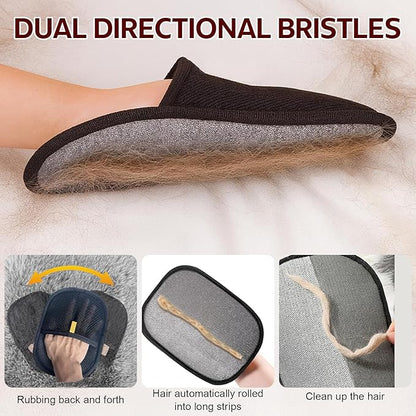 Pet Hair Remover Glove (2-Pack)-Reusable Dog & Cat Fur Remover Mitt for Furniture, Couch, Clothes, Bedding & Car Interior-High-Efficiency Lint Brush with Breathable Mesh, 7" x 9.5"