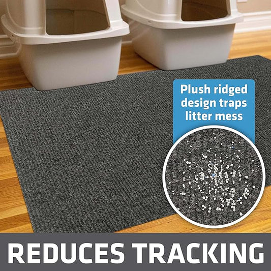 Drymate Cat Litter Box Mat, Litter Trapping Mat, Waterproof, Urine-Proof, Absorbent, Machine Washable, Soft on Paws, Contains Mess, Protects Floors, Kitten Supplies, Charcoal, 30x45 Jumbo XXL