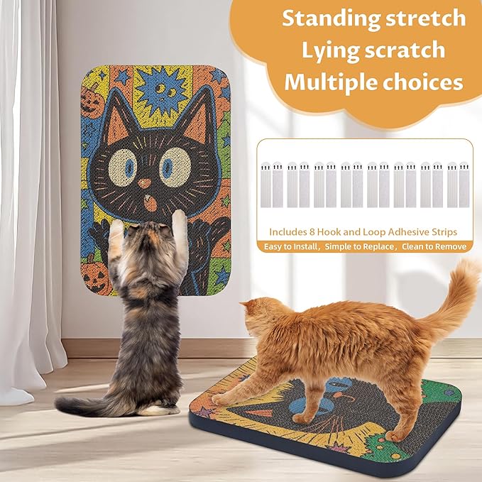 2 Pack Art Cat Scratcher, Wall-Mountable Cat Scratch Pad, Cat Wall Scratcher 16.7x11x1 Inch Cat Scratching Board for Indoor Cats Toy (MagicCat)