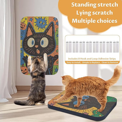2 Pack Art Cat Scratcher, Wall-Mountable Cat Scratch Pad, Cat Wall Scratcher 16.7x11x1 Inch Cat Scratching Board for Indoor Cats Toy (MagicCat)