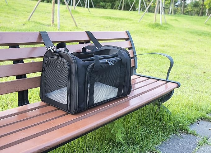 Soft Sided Carrier for Small Medium Cats Dogs,Removable Pad Collapsible Travel Pet Carrier Large Black