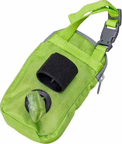 Blueberry Style Neon Green Dog Waste Bag Dispenser, Dog Poop Bag Holder Leash Attachment, Includes 1 Roll of Free Poop Bags