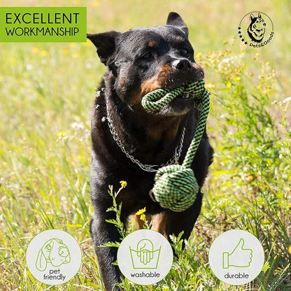 Pets&Goods XL Rope Chew Toys – 4-Pack Durable Cotton Tug & Fetch Set for Medium & Large Dogs – Heavy-Duty Rope Toys for Active Chewers, Washable & Eco-Friendly