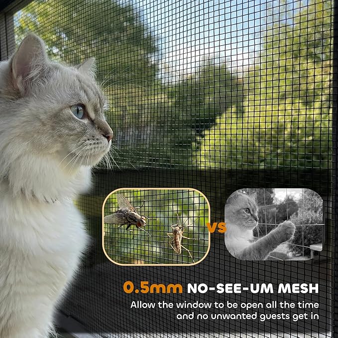 PawHut Cat Catio, Expandable Window Box Enclosure for Multiple Indoor Cats, Comfortable Wooden Pet Perch House, All Weather Use, with 2 Doors, for Sunbathing, Napping, Overlooking, 39" L