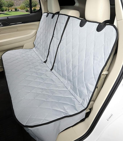 4Knines Dog Seat Cover for Back Seat, Heavy Duty Waterproof Rear Seat Protector for Large Trucks, SUVs, Cars - Fits 60/40 Split Bench with Middle Seat Belt, Non-Slip Backseat Cover (Extra Large, Grey)