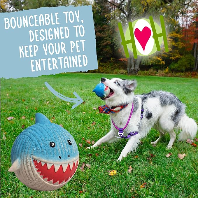 HuggleHounds Ruff-Tex Latex Ball Dog Toy - Dog Toys Rubber, Puppy Toys, Puppy Essentials, Heavy Duty Squeaky Ball for Small, Medium & Large Dogs, All Breeds - Hamlet Pig, Large