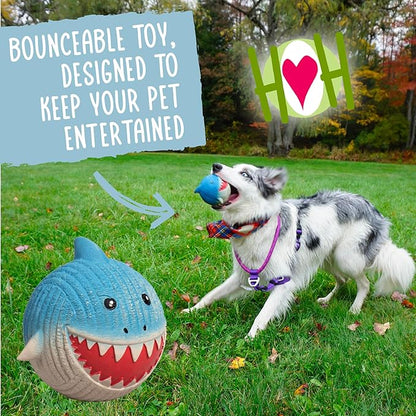 HuggleHounds Ruff-Tex Latex Ball Dog Toy - Dog Toys Rubber, Puppy Toys, Puppy Essentials, Heavy Duty Squeaky Ball for Small, Medium & Large Dogs, All Breeds - Morris Moose, Large