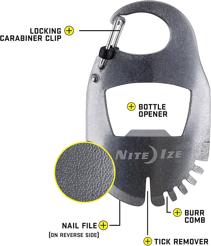 Nite Ize DoohicKey Pet Tool, Pet Multi Tool, Burr Comb, Tick Remover, Nail File, Bottle Opener, Stainless Steel