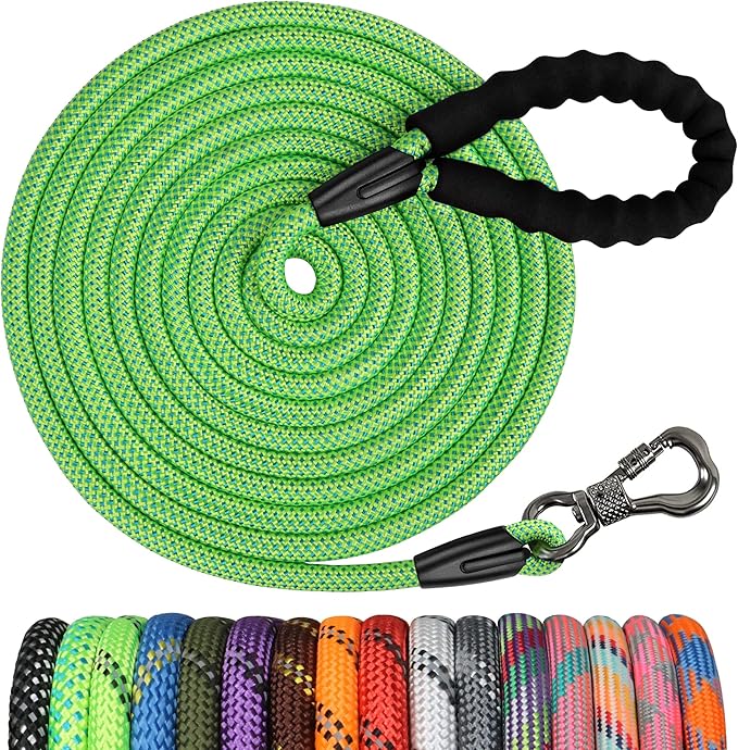 NTR Heavy Duty Dog Leash - 30FT Reflective with Swivel Lockable Hook and Comfortable Padded Handle, Ideal for Walking, Hunting, Camping, Backyard - Suitable for Small, Medium, and Large Dogs