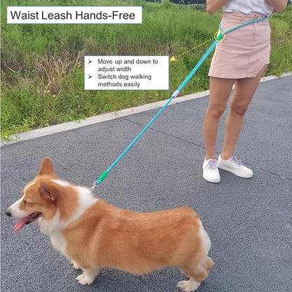 Hands Free Dog Leash,Adjustable Bungee Waist & Crossbody Leash with Comfortable Handle,Heavy Duty Nylon Rope for Small to Large Dogs,Safety Lock for Running,Hiking,Walking (Pink-6ft)