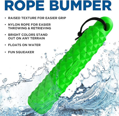 Dog Toys | Rope Bumper Floating Toy for Dogs | Green Outdoor Toy - Easy to Clean and Made from Non Toxic Materials
