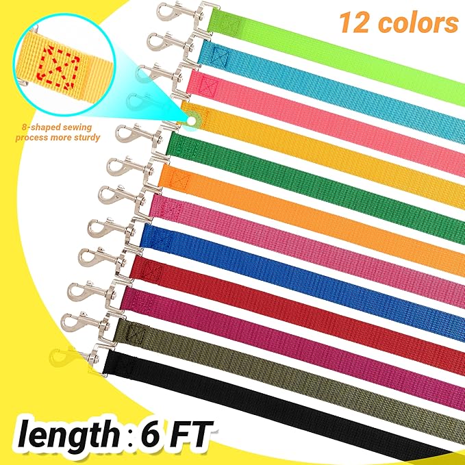 12 Pcs Dog Leashes for Small Medium Large Dogs, 4FT Lead Short Dog Leash with Swivel Hook for Walking, Training, Hiking, Rescues, Grooming, Shelter, Outdoor