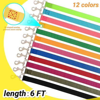 24 Pcs Dog Leashes for Small Medium Large Dogs, 6FT Lead Short Dog Leash with Swivel Hook for Walking, Training, Hiking, Rescues, Grooming, Shelter, Outdoor