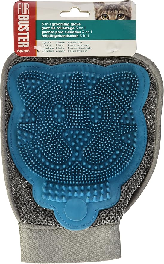 Petmate 89800 Furbuster 3-in-1 Cat Grooming Glove, Vibrant Plum