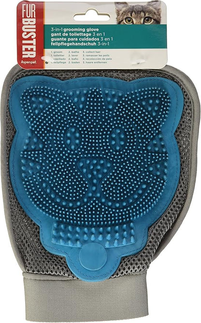 Petmate 89800 Furbuster 3-in-1 Cat Grooming Glove, Vibrant Plum