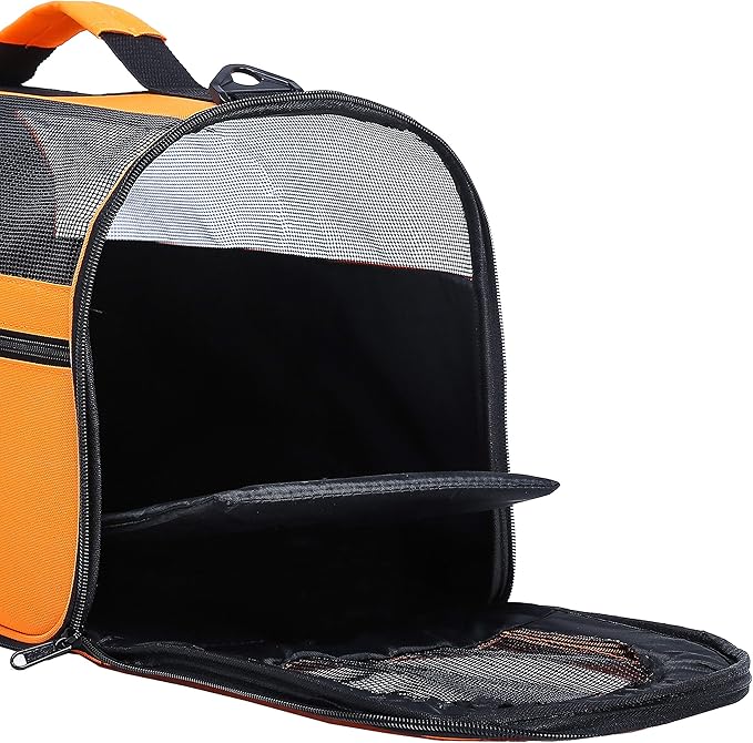 Pawer 18” x 10” x 10”Soft-Sided Foldable Airline Approved Pet Carrier for Cat, Puppy and Small Dog, Washable 600D Oxford Fabric, with Handle and Strap for Carry, Multiple Colors Available