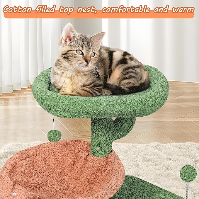 YUNIQUE Cat Tree with Cat Condo Scratch Post and Big Hammock, Green