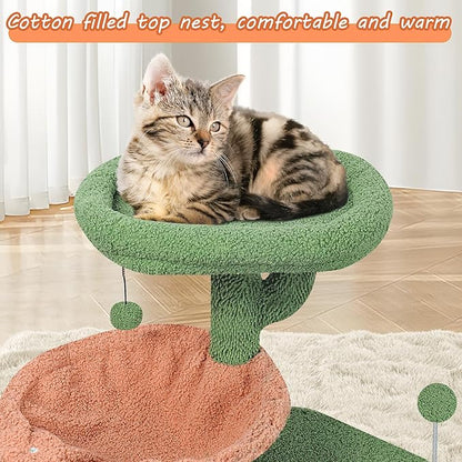 YUNIQUE Cat Tree with Cat Condo Scratch Post and Big Hammock, Green