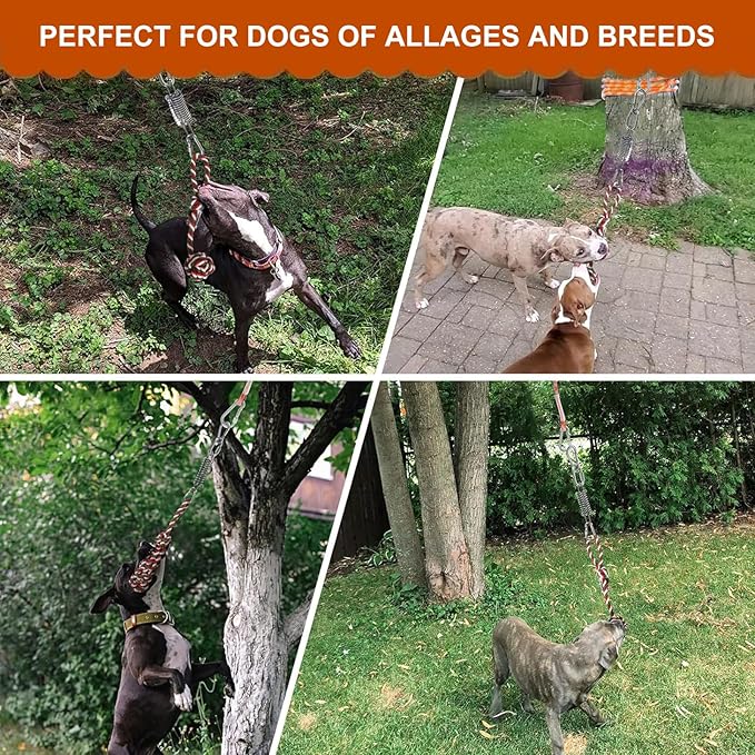 HOPET Bungee Tether Tug Outdoor Dog Toy, Outdoor Bungee Solo Hanging Toy Make Them Busy