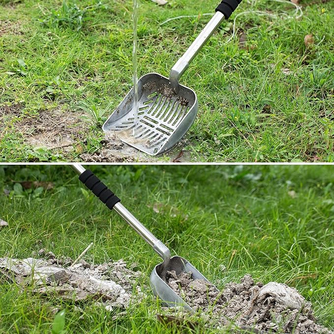 Yangbaga Metal Cat Litter Scoop with Deep Shovel&Long Handle,Detachable Stainless Steel Non-Stick Sifter with Foam Padded Grip, No Bending Back Heavy Duty Cat Litter Scooper