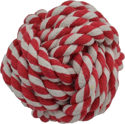 Rope Dog Toy, 3.75-Inch Rope Ball, Red