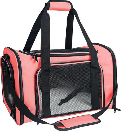 Soft Sided Carrier for Small Medium Cats Dogs ,Removable Pad Collapsible Travel Pet Carrier Large Watermelon