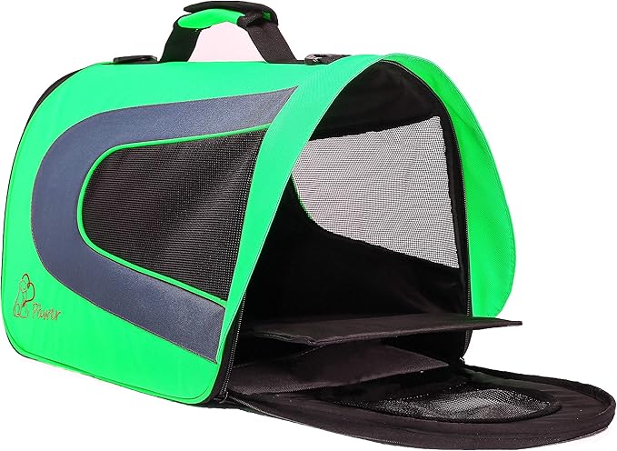 Pawer 18” x 11”x 11” Soft-Sided Foldable Airline Approved Pet Carrier for Cat, Puppy and Small Dog, Washable 600D Oxford Fabric, with Handle and Strap for Carry, Multiple Colors Available