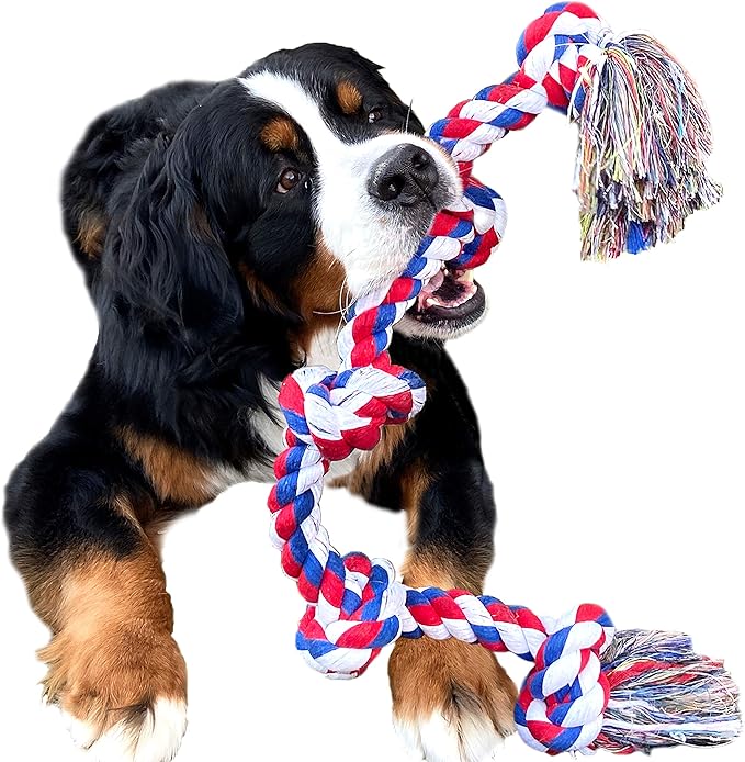 Youngever 3.5 Feet Tough Rope Toys for Aggressive Chewers, XL & Medium Dog, Indestructible Rope for Large Breed Dog Tug War Teeth Cleaning (5 Knots)