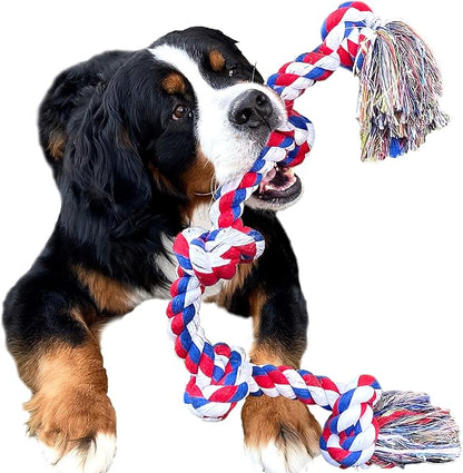 Youngever 3.5 Feet Tough Rope Toys for Aggressive Chewers, XL & Medium Dog, Indestructible Rope for Large Breed Dog Tug War Teeth Cleaning (5 Knots)