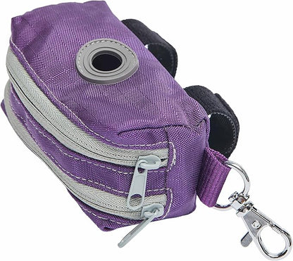 Blueberry Pet Dog Poop Bag Holder - Dark Orchid Dispenser with Dual Zippers, Dog Poop Bags Rolls, Dog Leash Attachment, Includes 1 Free Roll, Compact, Durable, Ideal for Dog Owners