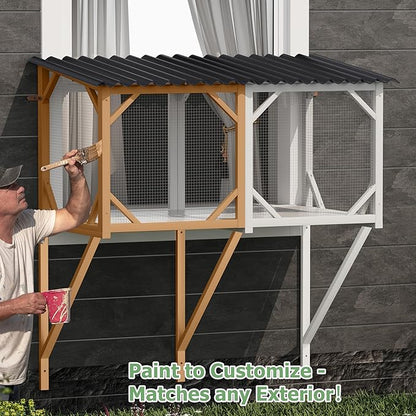 Catio Outdoor Cat Enclosure - Cat Window Perch for Sunbathing, Napping, Overlooking, Napping & Nature Viewing, Window Hammock – Safe & Serene Outdoor Enjoyment (Window Catio, Whie)
