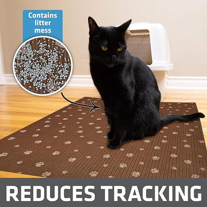 Drymate Cat Litter Box Mat, Litter Trapping Mat, Waterproof, Urine-Proof, Absorbent, Machine Washable, Soft on Paws, Contains Mess, Protects Floors, Kitten Supplies, Brown, 28x36 XL