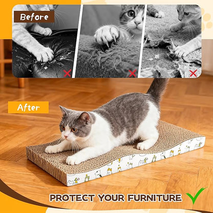 PatiencET Cat Scratch Pad 2 Pack, Waved Cardboard Cat Scratcher with Catnips, Scratching Board for Small Medium Size Cats, Kittens, Protects Furniture & Couch