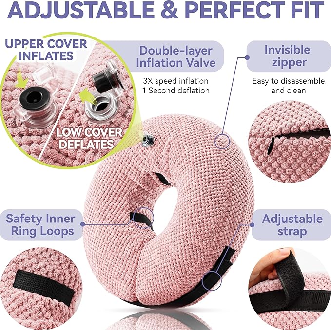 Soft Inflatable Dog Cone Collar for Large Medium Small Dogs Cats After Surgery - Dog Neck Donut, E Collar, Elizabethan Collar Alternatives for Dogs Recovery