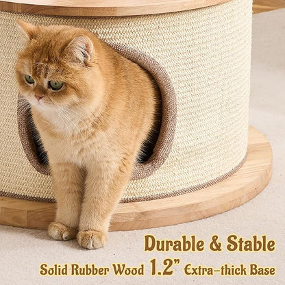 64.2" Modern Cat Tree for Indoor Cats, Solid Wood Cat Tower with Chunky Scratching Posts, 20" Roomy Condo, Cat Bed, Hammock, Capsule Nest, Interactive Squeaky Toy, Multi-Level Cat Furniture