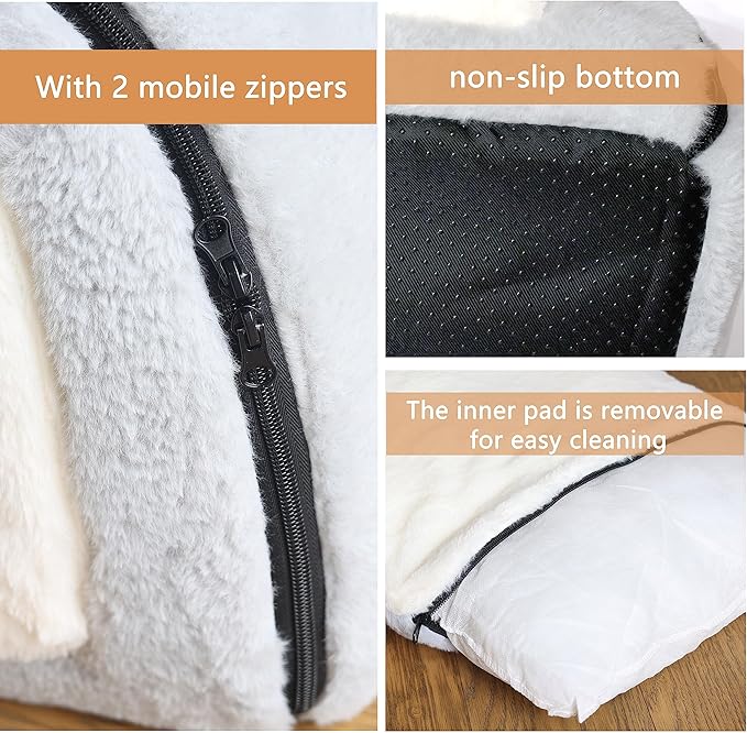 Cat Bed for Indoor Cats，Foldable cat cave，Anti-Slip & Water-Resistant Bottom，cat Houses for Indoor Cats or Small Dogs, Kitten Tent, Rabbit Double Hole Bed:(27.5"×15.3"×15"