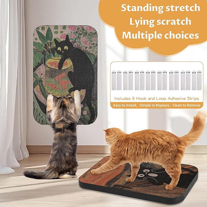 2 Packs Art Cat Wall-Mountable Scratching Board 16.7x11x1 Inch Cat Wall Scratch Pad for Indoor Cats Furniture Protector (Goldfish & Scream)
