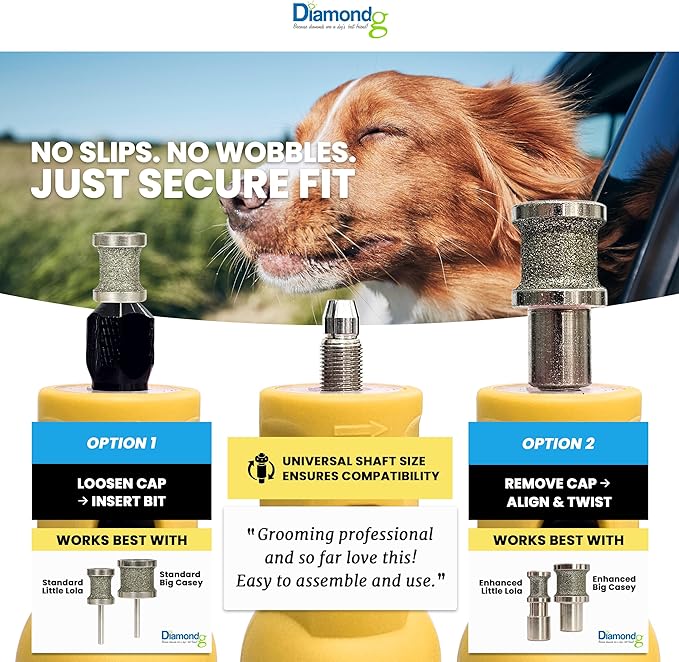 Diamondg Cordless Dog Nail Grinder with Quiet Sound & LED Tip for Large & Small Dogs, 4hrs. Runtime - Electric Dog Nail Trimmer, Heavy Duty Rotary Tool Alternative to Toenail Clippers & Filers