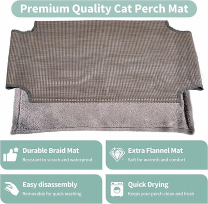 Cat Window Hammock, Suction Cup Cat Perch for Indoor Heavy Duty Cats, Waterproof Scratch-Resistant Bed, Foldable Space Saving Design, Medium Grey