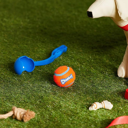 Chuckit! Dog Ball Launcher 12M Sport with 12" Handle Length for Medium 2.5" Dog Balls For Dogs 20-60 lb, Plastic Pet Fetch Ball Thrower, Perfect for Kids, Made in USA, Blue