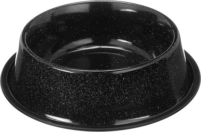 Neater Pet Brands - Outdoor Camping Style Pet Bowl - Enamel Ware Blue Black Granite Colors - Dog Cat No Tip Skid Bowls (64 oz, Black)