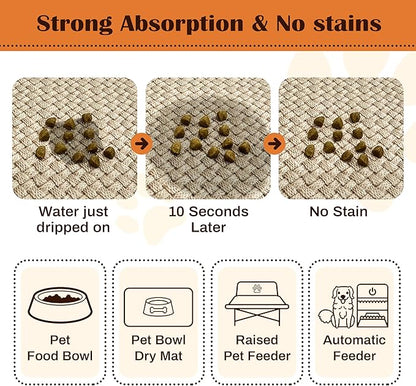 Pet Feeding Mat for Floors Waterproof Dog Mat for Food and Water Absorbent Quick Dry Non Slip mat for Cat Bowls