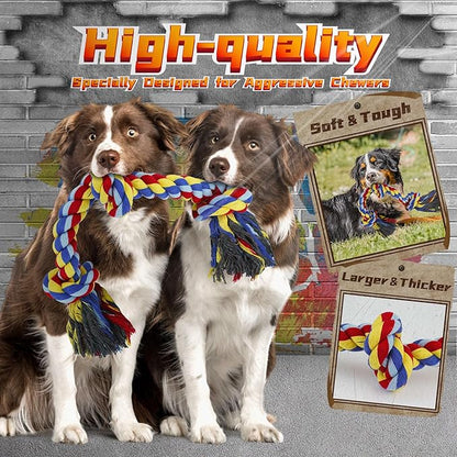 Long-Lasting Heavy Various Dog Chew Toys for Aggressive Chewers,9 Pack Indestructible Large Dog Toys Include Tug Chew & Rope Toys,Squeaky Toys for Medium&Large Breed(For Powerful Chewers-Mad Bunny）