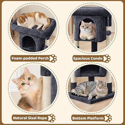 Yaheetech 23.5in Cat Tree Tower, Cat Condo with Sisal-Covered Scratching Posts, Cat House Activity Center Furniture for Kittens, Cats and Pets - Black