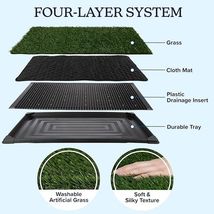 PETMAKER Artificial Grass Puppy Pee Pad with Tray, Reusable Dog Potty Training Mat for Indoor & Outdoor Use, Easy Clean Artificial Turf Surface for Dogs and Small Pets, Fake Grass Potty